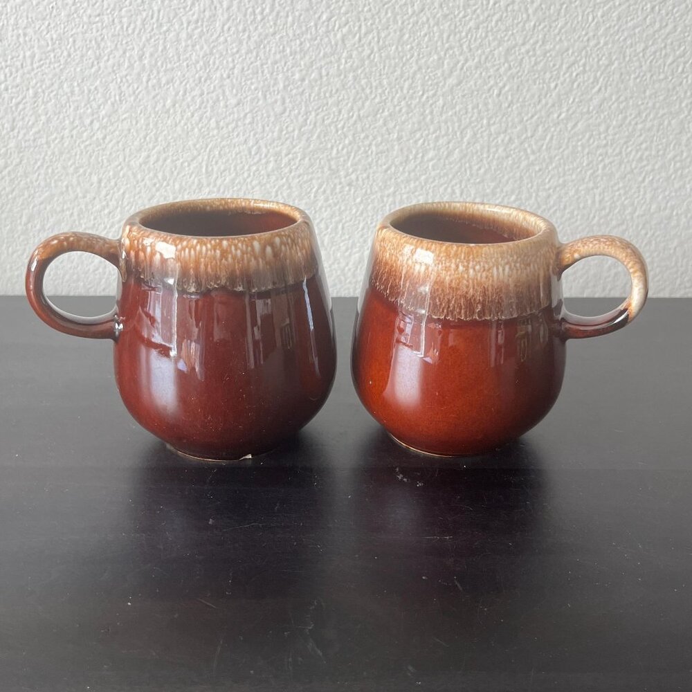 Vintage McCoy Brown Drip Glaze Mugs // Set of 2 // Mold 7025